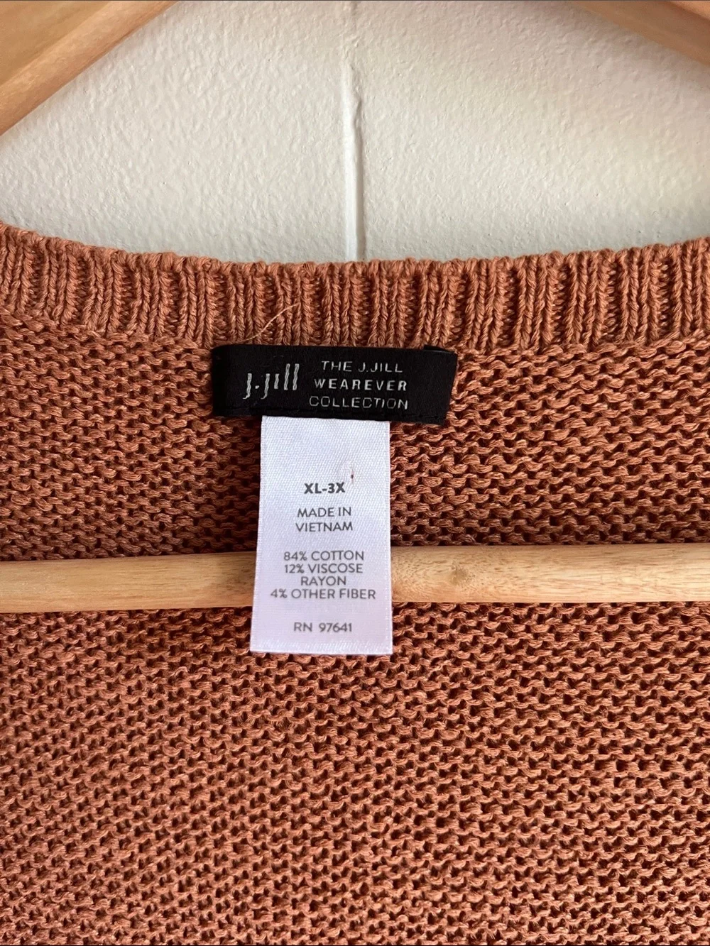 J. Jill Open-Front Brown Rust Cold Weather Knit Cotton Poncho Shrug Sz XL-3X
